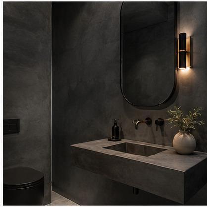 Charcoal Microcement Powder Room